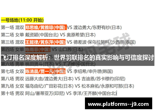 飞汀排名深度解析：世界羽联排名的真实影响与可信度探讨